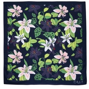 CALIA by Carrie Underwood Floral Scarf - Opulent Blue and Green 33inches x 33 in